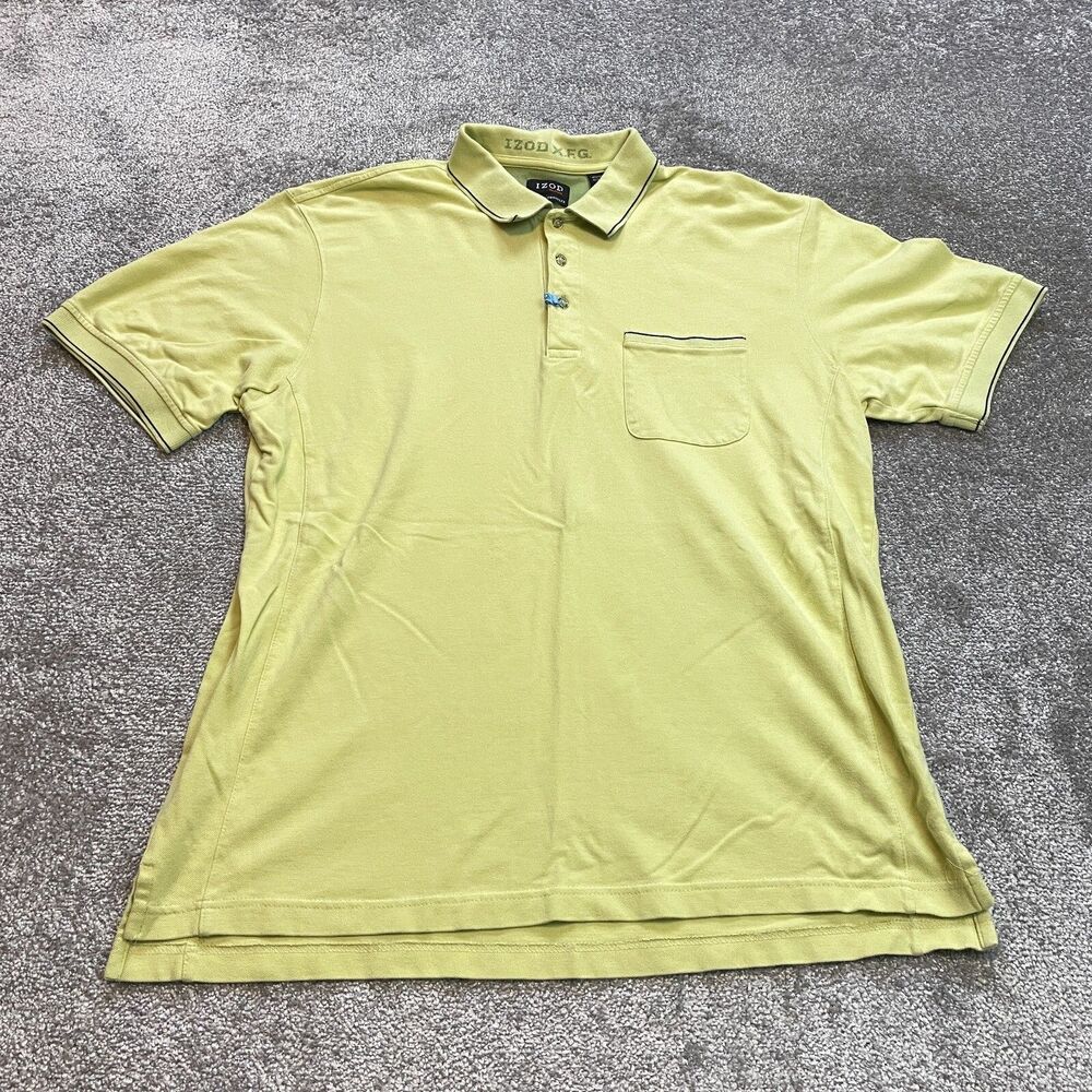 IZOD Polo Shirt Mens Large Green Pocket Cool FX Swing Flex Comfort Collared Top
